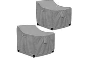 PureFit Outdoor Chair Covers Waterproof 2 Pack Patio Furniture Lawn Chair Covers for Outdoor Furniture with Air Vent and Padded Handles, Fits up to 28W x 30D x 31H Inches, Gray