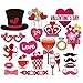 PBPBOX Valentines Day Photo Booth Props DIY Creative Funny Disguise Props 40 Pieces
