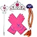 Onshine Princess Dress up Accessories - 4 Pieces Gift Set Tiara Crown Wig Wand Gloves Red