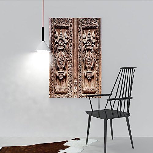 Large Wall Art for Living Room Collection Zanzibar Style Door Carving Baroque Spotted Woodwork Stonetown Street Image Fabric with Hooks Brow on Canvas Framed Prints(16"x24")