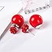 Stud Earrings Rose Flower Mother Of Pearl Double Sided 925 Sterling Silver Chinese Red Style By SUYAN (Glossy)