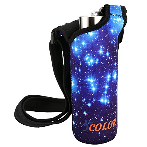 ICOLOR Water Bottle Carrier, Neoprene Water Bottle Holder with Adjustable Shoulder strap,Sling insulated Sports Water Bottle bag Case Pouch Cover,Fits Bottle w/ the diameter less than 2.75 