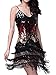 Vijiv Women's Adjustable Strap Gradient Sequin Fringe Dance Party Dress, Black, XS/S