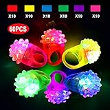 Sunmall Flashy Bumpy Rings, 60pcs Colorful Flashling LED Bumpy Rubber Rings Light Up Glow Party Favor Rings for Party, Birthday, Gifts, Dances, Costumes, Halloween
