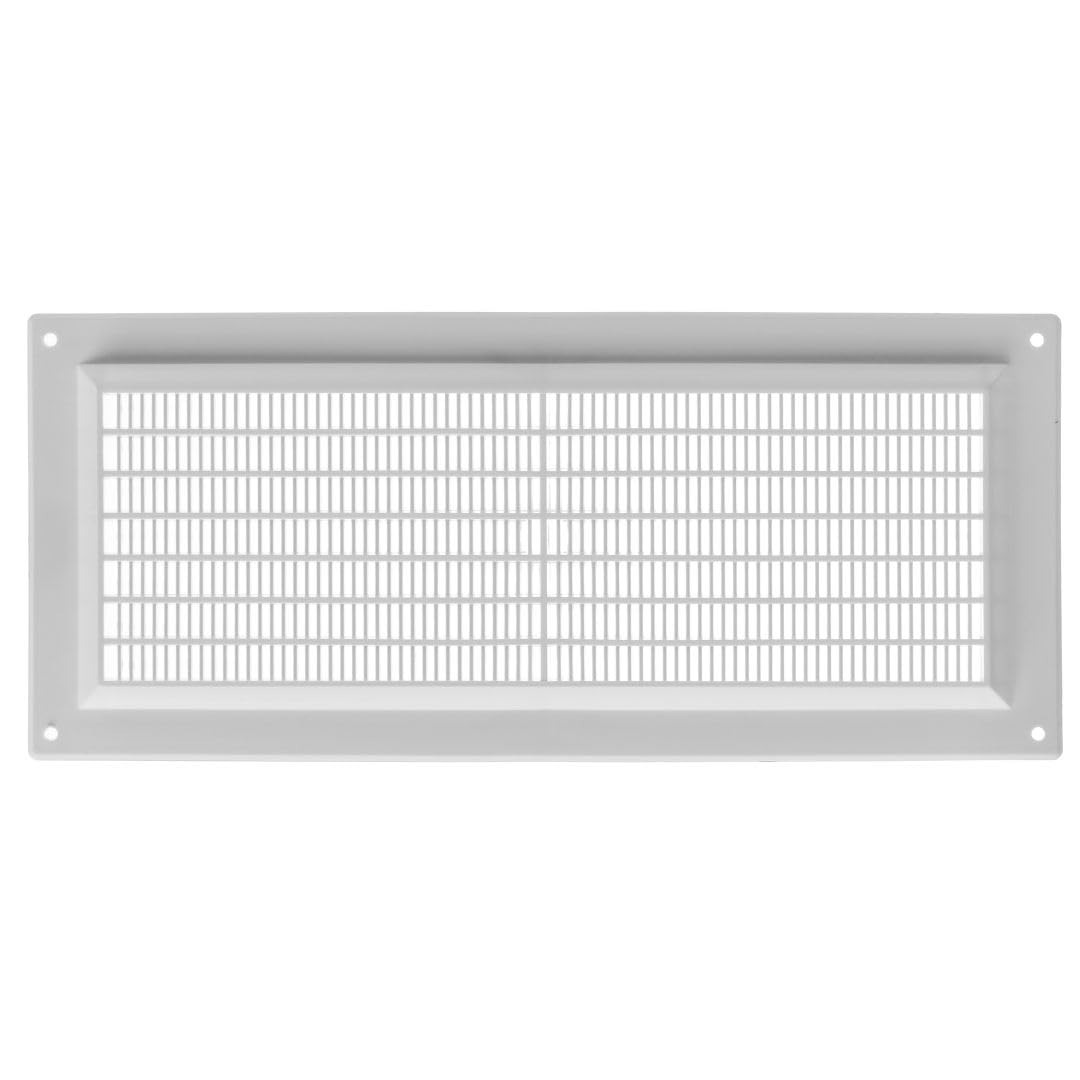 LIRAST 130x300mm / 5x12 inch White Plastic Ventilation Grille - Air Vent Cover with Insect Protection