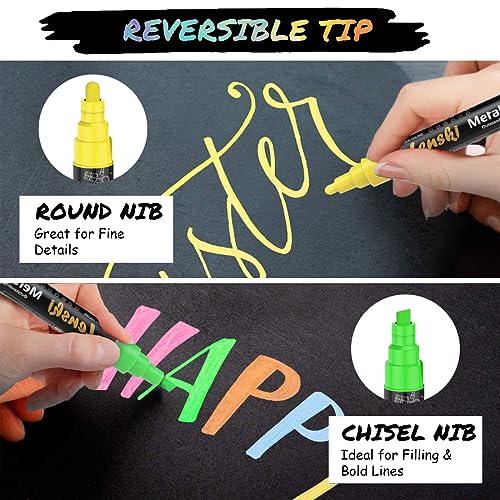 Lenski Chalk Pens for Windows, 21 Chalk Pens for Blackboard, Washable, 6 mm, Blackboard Pens, Chalk Markers, Window Pens, Washable Window Painting Pens, Glass Colouring Pens & Whiteboard Markers
