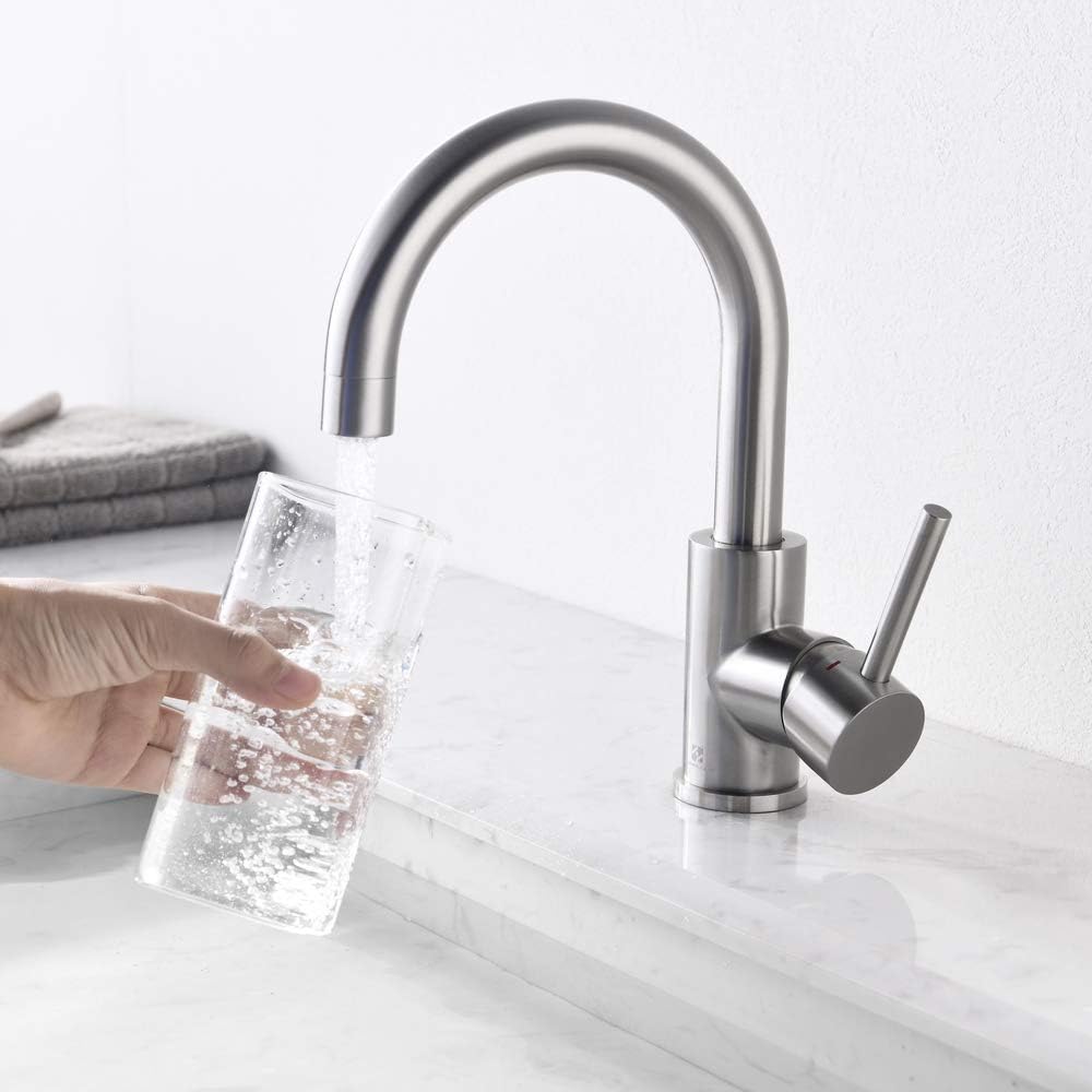 Bar Sink Faucet, HOMELODY Bathroom Faucet 304 Stainless Steel 360° Swivel Brushed Nickel Small Kitchen Faucet Tap, Lavatory Faucet, Grifo - - 