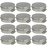12 Pack of Mighty Gadget (R) Screw Top Round Steel Tin Cans (1 oz)