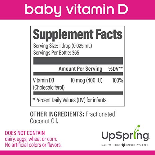 Upspring Baby Vitamin D3 Drops for Infants Flavorless Easy to Use