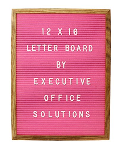 12 x 16 Changeable Letter Board - Hot Pink Felt With Solid Oak Frame, Wall Mount, Canvas Bag, and 290 Characters - by Executive Office Solutions