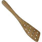 Berard 66476 French Olive-Wood Handcrafted Curved Spatula with Holes, Natural, little