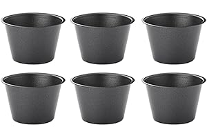 ZYNCUE Carbon Steel Non-Stick Shaped Pudding Cup Muffin Pan for Baking Cupcakes Tarts Popovers in Air Fryers Small Ovens, 6-P