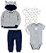 Simple Joys by Carter's Unisex Babies' 4-Piece Jacket, Pant, and Bodysuit Set, Navy, Bear, 0-3 Months