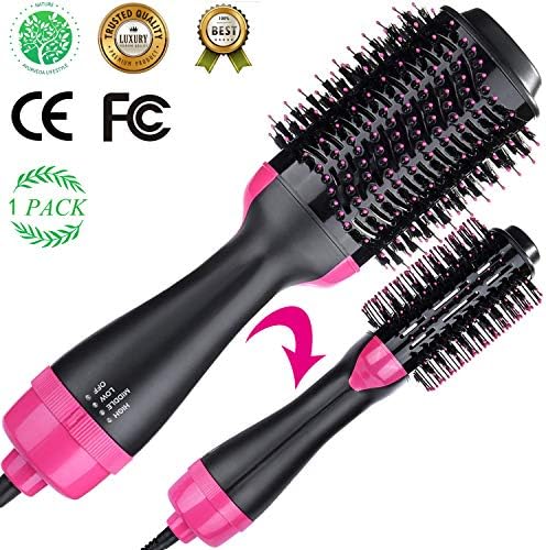Volumizer Hair Dryer & Hot Air Brush & Curly Hair Comb 3 in 1 with Straightening, Curling, Fast Drying, using Negative Ion to protect hair and skin， for Home and Salon & lover's present