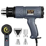 SEEKONE Heat Gun Kit 1800W 122℉~1202℉(50℃- 650℃) Precision Control Temperature by Adjustment Dial with Two Temp-settings, Four Metal Nozzle Attachments for Removing Paint, Bending Pipes, Shrink PVC
