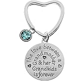 Personalized Grandma Keychain with Birthstone Charms, Love Between A Grandmother & Grandkids is Forever, Grandma Jewelry Gift