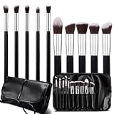 Roybens Premium Wood Handles 10 Piece Professional Cosmetic Kabuki Makeup Brush Set Cosmetics Foundation Blending Blush Concealer Eyeliner Face Powder Brush Suit--With PU Leather Case
