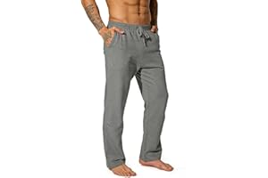 Men's Soft Cotton Jersey Lounge Pants, Elastic Waist Drawstring Casual Sleep Pajama Pants with Side Pockets