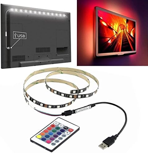 Kabel Leader (13FT/4M) 5V USB LED Strip 5050 RGB TV Background Lighting 60LEDs/m With 24Key IR Controll