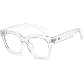 Cyxus Blue Light Blocking and UV400 Protection Square Chunky Glasses Womens Men Stylish Frame Computer Gaming 8153
