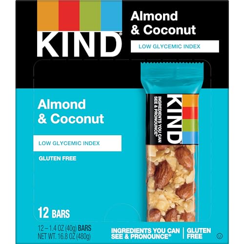KIND NUT BARS, ALMOND & COCONUT, HEALTHY SNACK BARS, GLUTEN FREE, LOW SODIUM, 3G PROTEIN, 12 COUNT