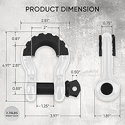 TICONN 2 Pack D Ring Shackle with 7/8" Screw Pin