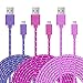 Micro USB Cable, Pofesun 3-Pack 10ft High Speed Nylon Braided Android Charging Cables Compatible for Galaxy J8 J7/S7 S6 Edge/Note5, Sony, Motorola, HTC, LG Android Tablets and More-Pink,Purple,Rose