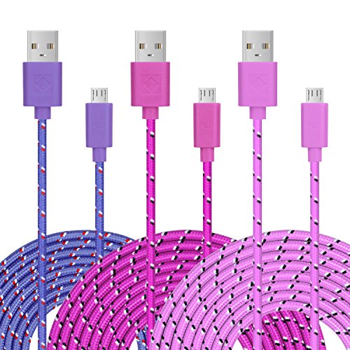 Micro usb charger, pofesun 10ft/3m nylon braided tangle…