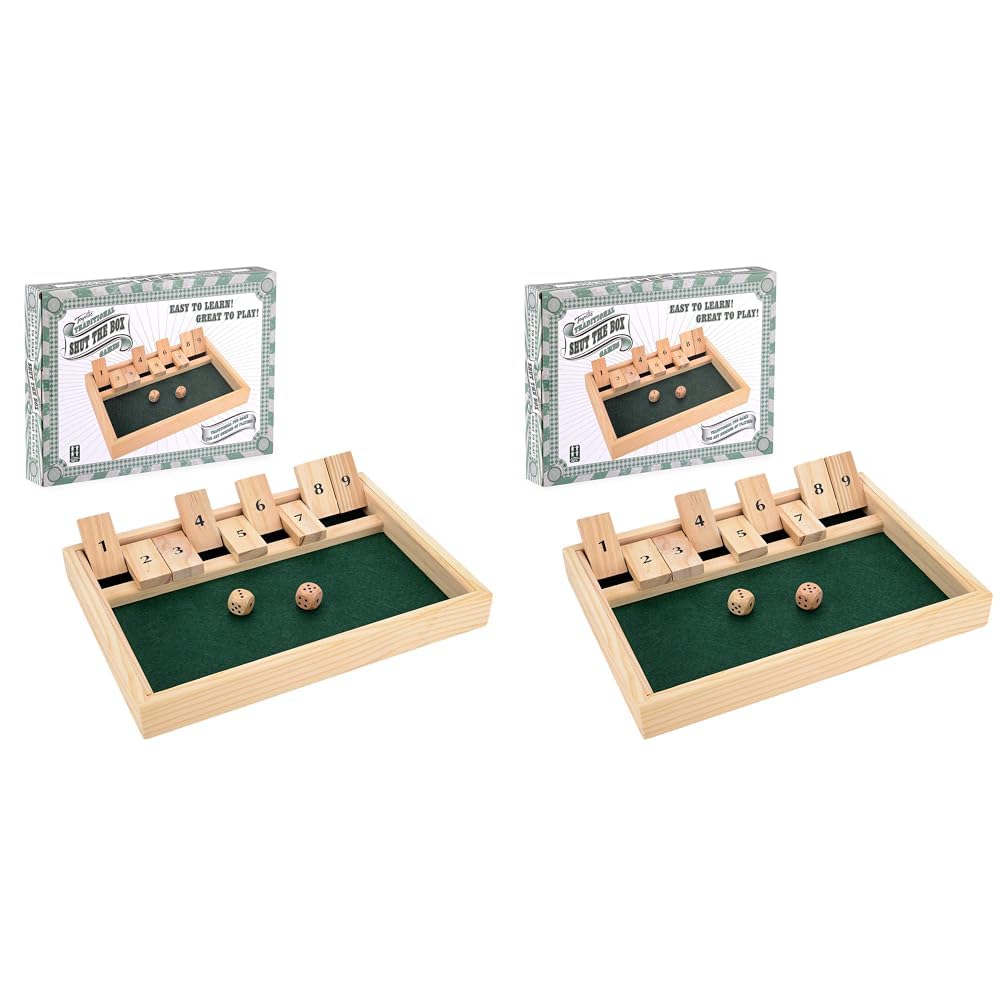 Toyrific | Shut the Box Dice Game, Wooden Board STEM Learning Traditional Family Game for Kids (Pack of 2) — image 1