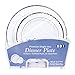 EDI 40 Pack Premium Disposable Plastic plates (20 Dinner + 20 Salad plates) White/Silver Rim (1)