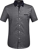 SSLR Men's Printing Pattern Casual Short Sleeve Shirt (Medium, Charcoal)