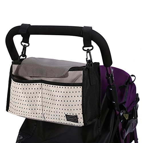 Zerodis Stroller Organizer Pram Bag, Baby Multi-function Stroller Pushchair Diaper Bag Mummy Universal Organizer Storage Bag for Newborn Infant Stuff Collection (Black)