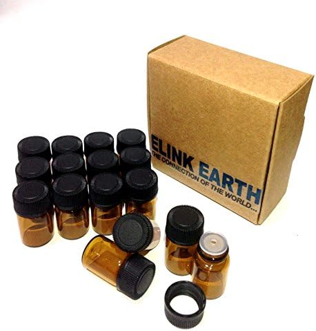 2ml (5/8 dram) Amber Glass Essential Oil Bottle with Orifice Reducer and cap- 16 pack