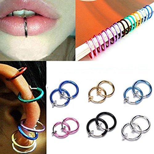 Stainless steel nose rings hoop nose piercing body jewelry 12 pcs