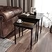 VASAGLE Nesting End Tables with Colorful Storage Tabletop, Pair of 2 Coffee Tables with Solid Wood Legs, Assembly Without Tools, Side Table for Living Room, Country Brown ULNT01GL