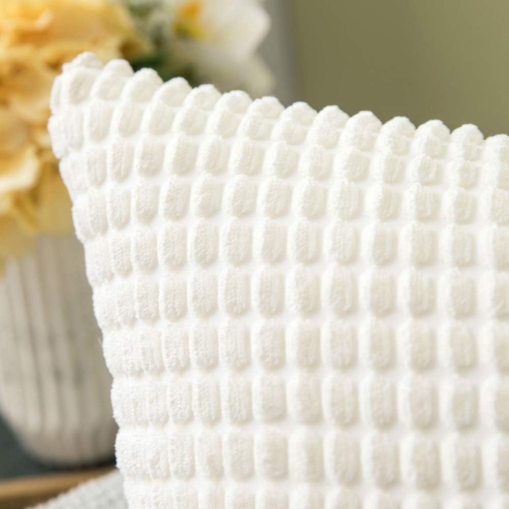 MIULEE Pack of 2 Christmas Decorative Throw Pillow Covers Soft Corduroy Solid Cushion Case Cream White Pillow Cases for Couch Sofa Bedroom Car 18 x 18 Inch 45 x 45 cm: Home & Kitchen