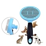 Dog Curry Self-cleaning Comb,Professional Grooming Brush Removes Tangled,Mats,Undercoat and Loose Hair,Pet Self Cleaning Slicker Brush Comb for Large Dog,Cat,Rabbit,Ferret, Animals with Hair-PerSuper