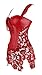 Kimring Women's Steampunk Gothic Sexy Faux Leather Shoulder Strap Valentines Corset Dress Plus Size Red 6X-Large