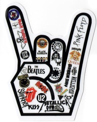 MUSIC ROCK HAND feat. Iron Maiden, Black Sabbath ACDC, U2 etc Sticker for Skateboards, Snowboards, Scooters, BMX, Mountain Bikes, Laptops, iPhone, iPod, Guitars etc.