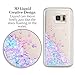 Galaxy S7 Edge Case, Wuloo Samsung Galaxy S7 Edge Soft TPU Case Fashion Creative Design Flowing Liquid Floating Luxury Bling Glitter Sparkle Love Heart Case Cover for Girls Children (PinkBlue)