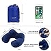 MLVOC Travel Pillow 2 Pack, Inflatable Neck Pillow with Ear Plugs, Eye Mask, Drawstring Bag and Soft Velvet Neck Support for Airplanes Travel (Blue+Grey)