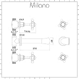 Milano Elizabeth Wall Mounted 3 Tap-Hole Bath Filler Tap Crosshead Handles view 5
