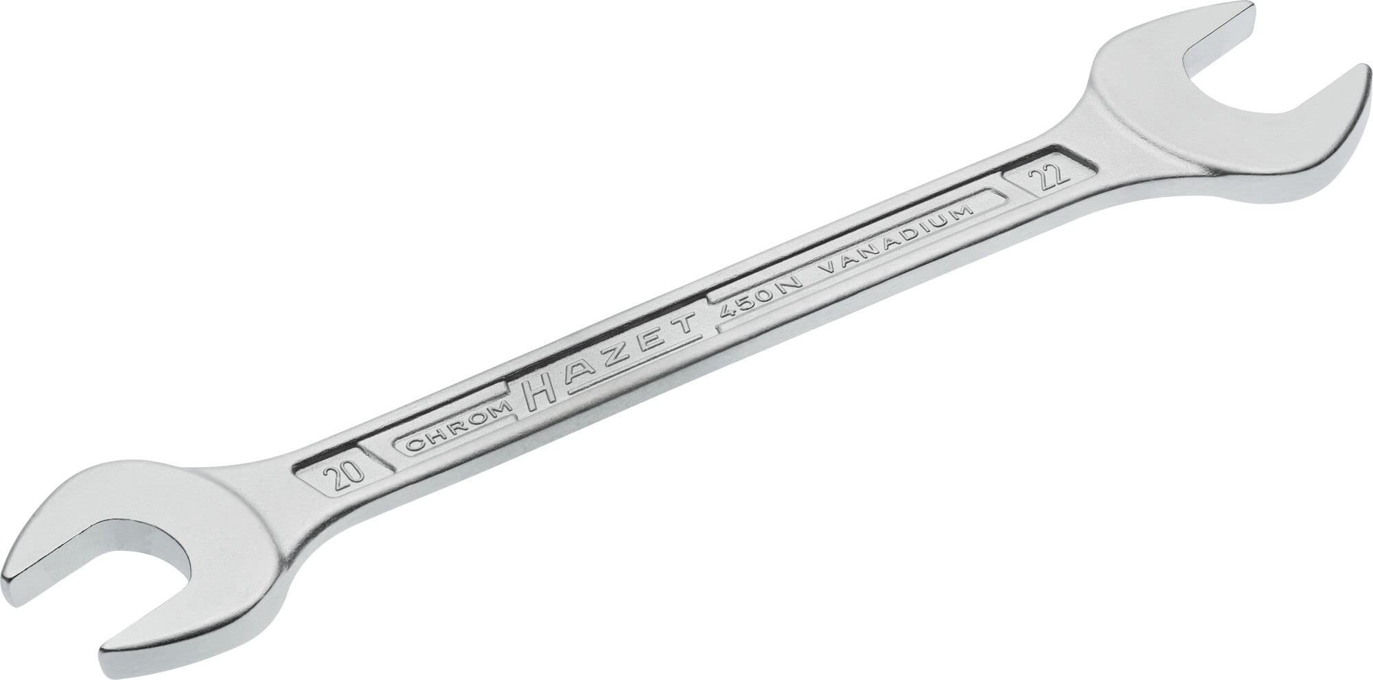 HAZET 450N-20X22 238.9 mm Hexagon Profile Double Open-End Wrench - Chrome-Plated