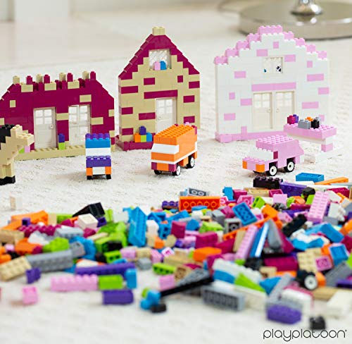 1100 Piece Building Bricks Kit with Wheels, Tires, Axles, Windows and Doors Pieces - Pastel Colors - - //coolthings.us