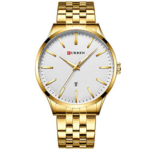 Curren 8364 - Reloj de pulsera para hombre (acero y cuarzo, color dorado