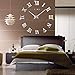 FAS1 Modern DIY Large Wall Clock Big Watch Decal 3D Stickers Roman Numerals Mute Wall Clock Home Office Removable Decoration - Silver (Battery NOT Included)