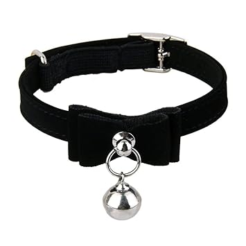 Newlly Adjustable Pet Kitten Cat Safety Collar Bell Buckle Neck (Black)