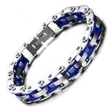 LBFEEL Stainless Steel Silicone Motorcycle Bike Chain Bracelet in 6 Colors