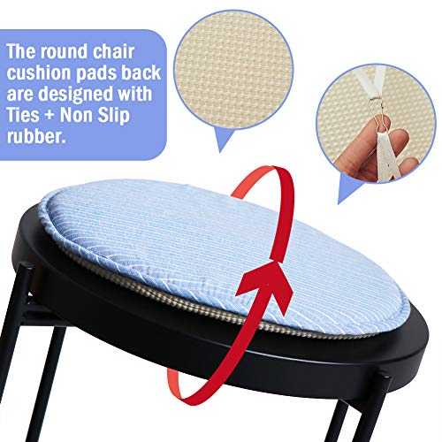 Memory Foam Striped Chair Pads 13 x 13 Inch Round Seat Cushions with