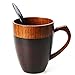 Cool Coffee Mug, Handmade Wood Coffee/Tea Cup 11 OZ with Spoon for Men/Women, Best Eco-friendly Wood Gifts(1, Black)